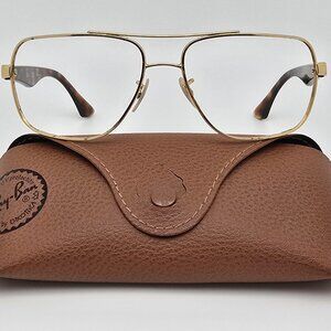 Ray-Ban RB3483 001/51 Arista Gold Havana Aviator Sunglasses Frame w/ Case 60mm